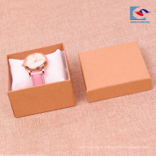 Boîte-cadeau de papier kraft ordinaire pour les montres d&#39;emballage en gros avec l&#39;inlay oreiller